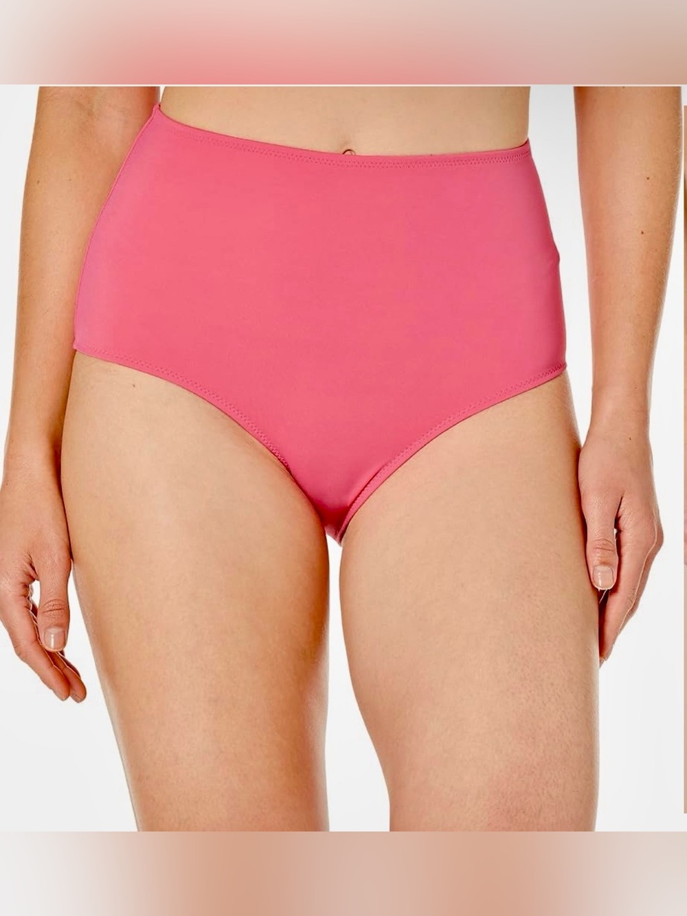 NWT Women Plus Size 2X Pink High Waisted Bikini Bottom Tummy Control Swimwear